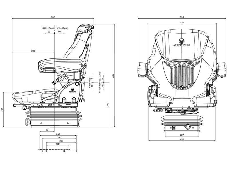 Grammer Traktorsitz Compacto® Basic W, mechanisch gefedert, Kunstleder  günstig online kaufen